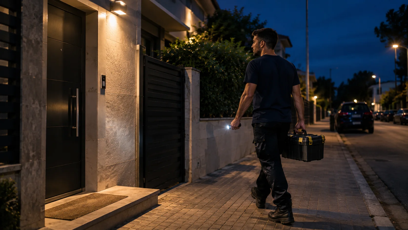 Profesional de ROFECA atendiendo una emergencia técnica por la noche